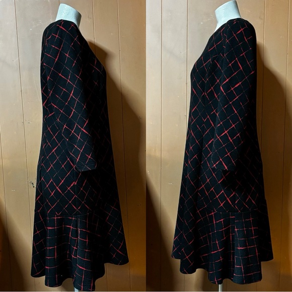 Tommy Hilfiger Knit Dress Diagonal Windowpane Black Red 16 - Picture 6 of 10